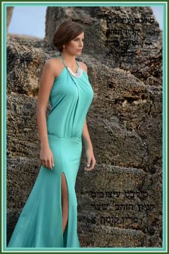 שמלת  ערב ארוכה - בצבע טורקיז