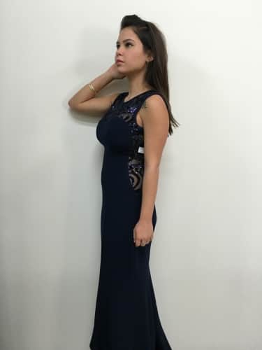 שמלת ערב  שחורה  -  שילוב פאייטים